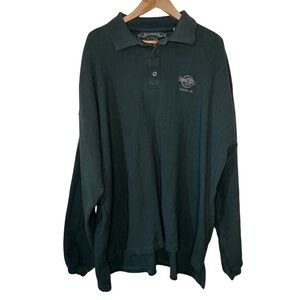 Vintage Hard Rock Cafe Cleveland Green Long Sleeve Embroidered Cotton Shirt XL
